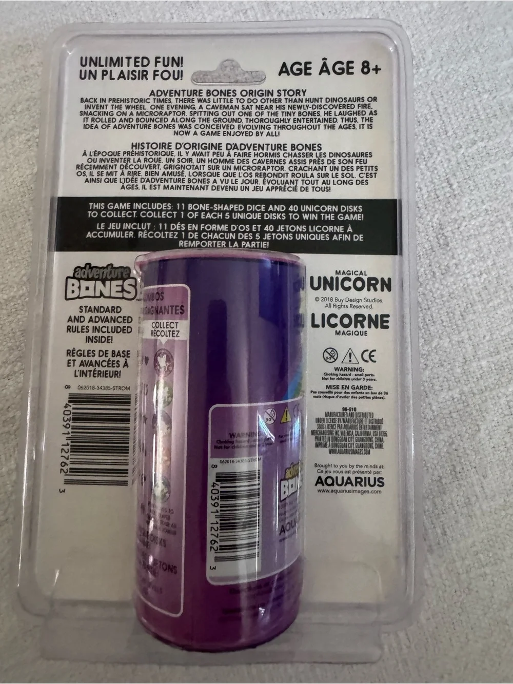 Magical Unicorn Adventure Bones Dice Game w/ Travel Container Family Fun Magic